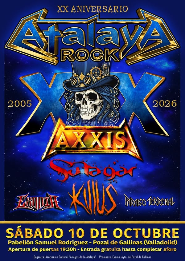 Cartel oficial del vigésimo aniversario de Atalaya Rock 2026