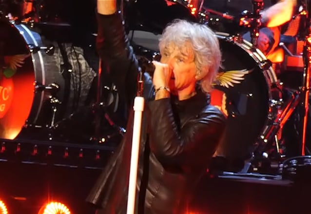Jon Bon Jovi durante el concierto interrumpido en Nueva York