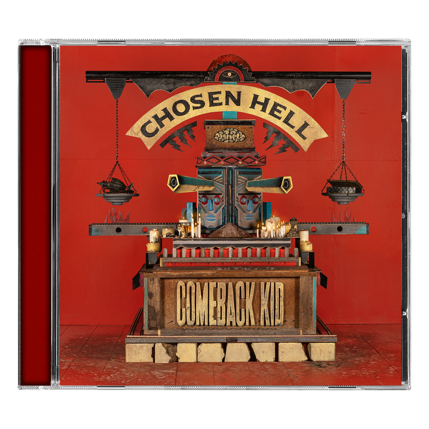 Maqueta promocional del CD Chosen Hell de Comeback Kid, con su arte rojo y negro