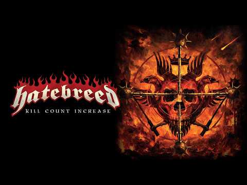 Arte oficial del videoclip Kill Count Increase de Hatebreed con calavera, espada y llamas