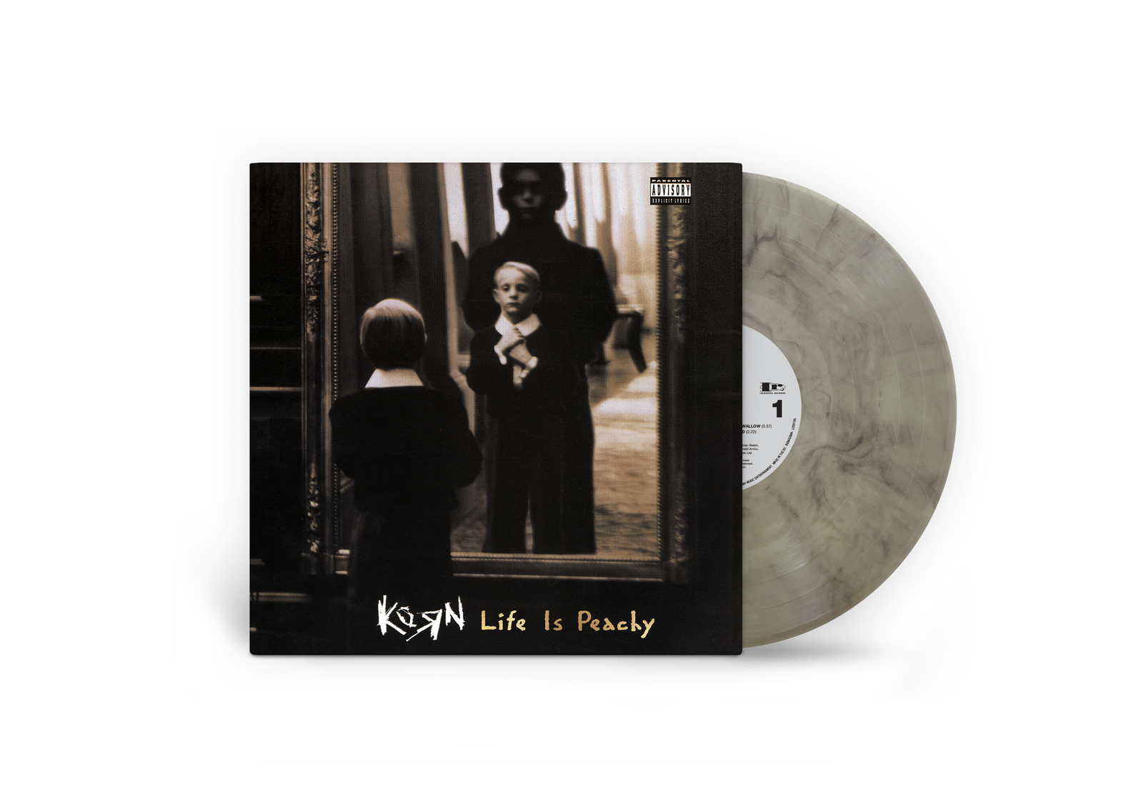 Maqueta oficial del vinilo Life Is Peachy de Korn en color Coke Bottle Smoke