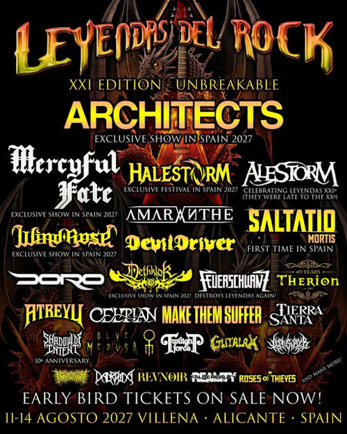 Primer cartel oficial de Leyendas del Rock 2027 con las 26 bandas anunciadas