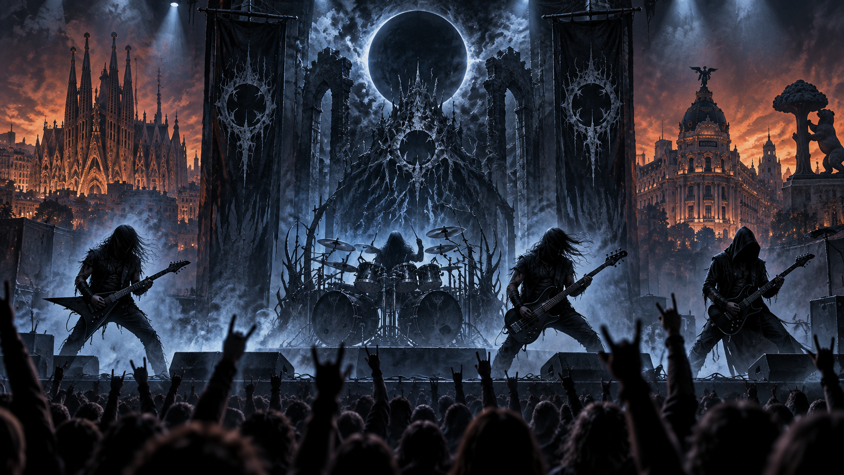 Cartel o imagen promocional de Nevermore + Rivers of Nihil + URNE