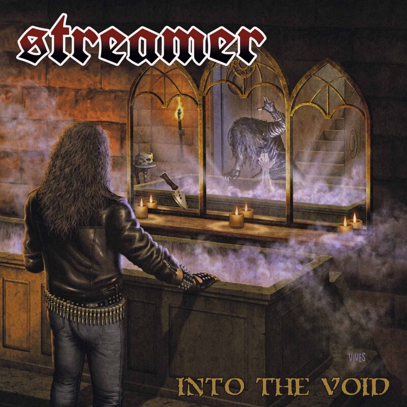 Portada oficial de Into The Void de Streamer con un guerrero encapuchado ante una ciudad en llamas