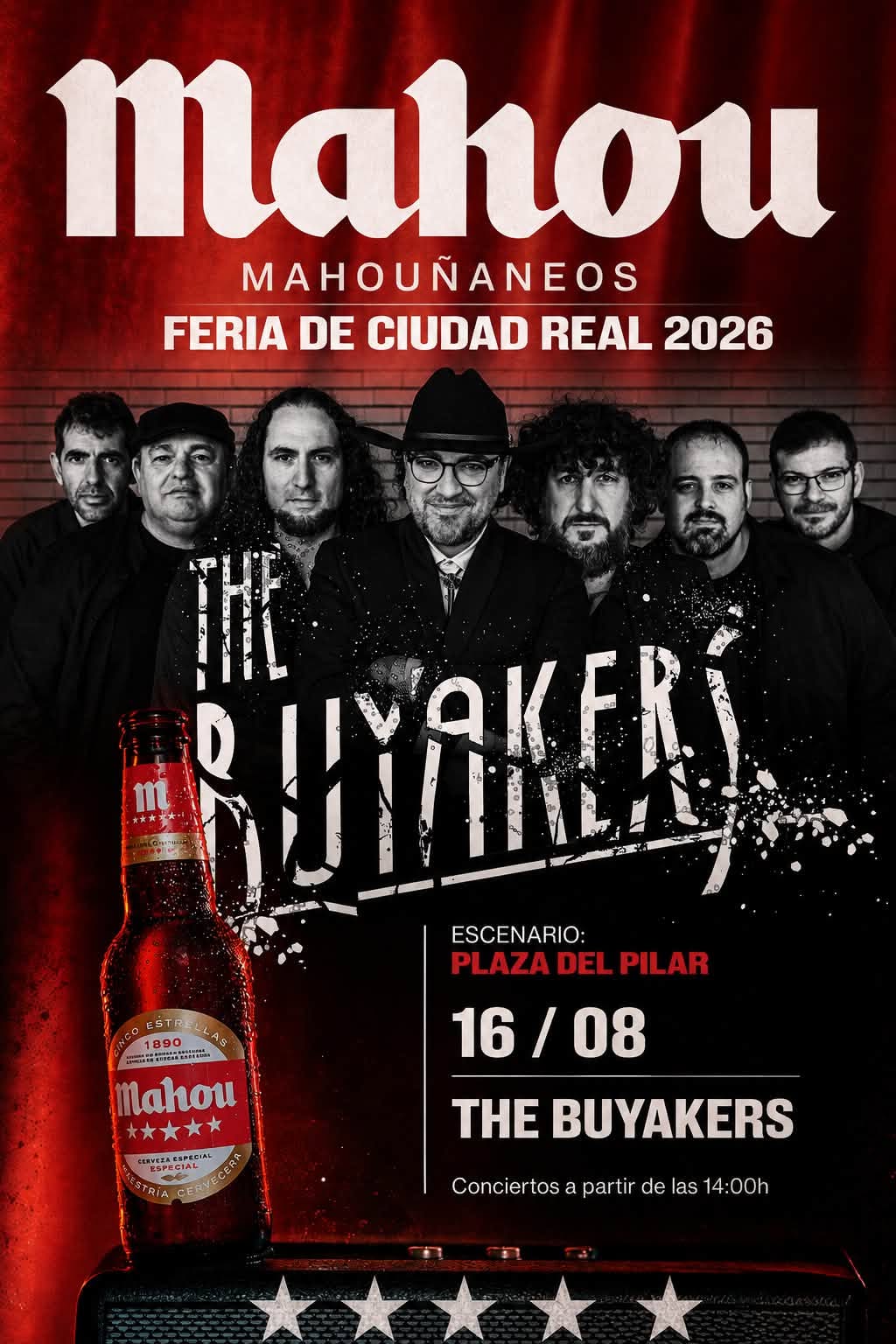 Cartel oficial de The Buyakers en los Mahouñaneos de la Feria de Ciudad Real 2026