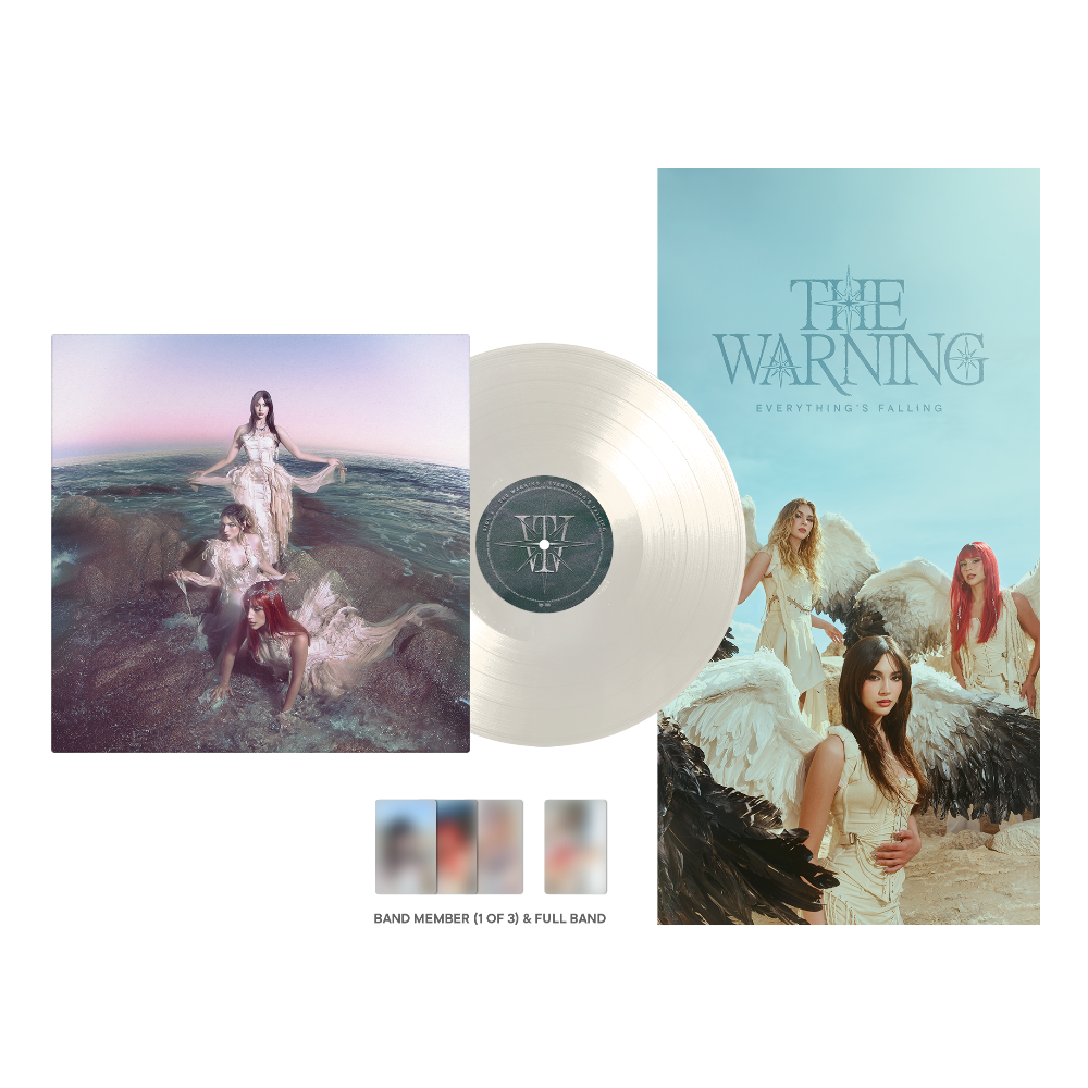 Presentación oficial del vinilo Everything’s Falling de The Warning con portada, póster y fotografías del trío